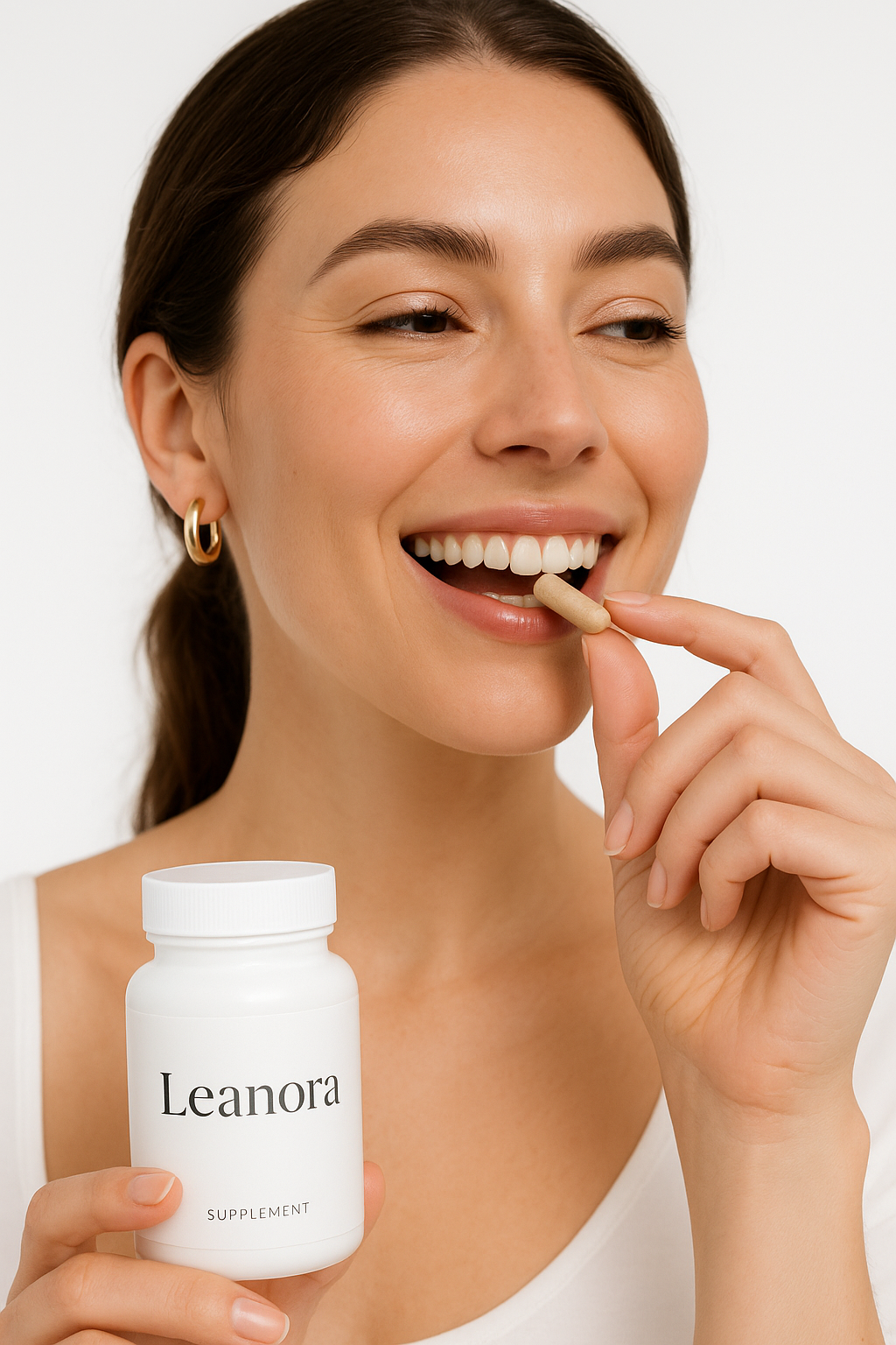 Leanora—lifestyle image with orlistat 60 mg OTC product